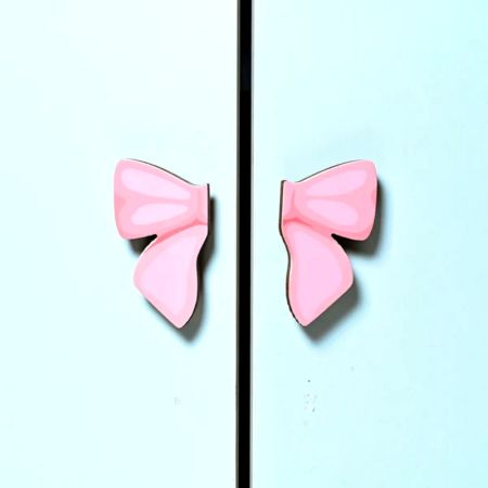 Handcrafted Acacia Wood Pink Bow Handle Pair
